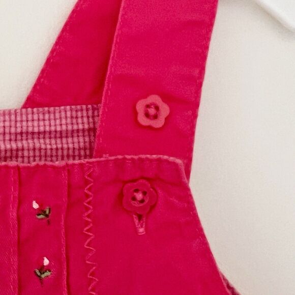 Vintage Baby Girl Carter's 9 Month Playful Pink Overalls Floral Embroidered - Picture 7 of 13